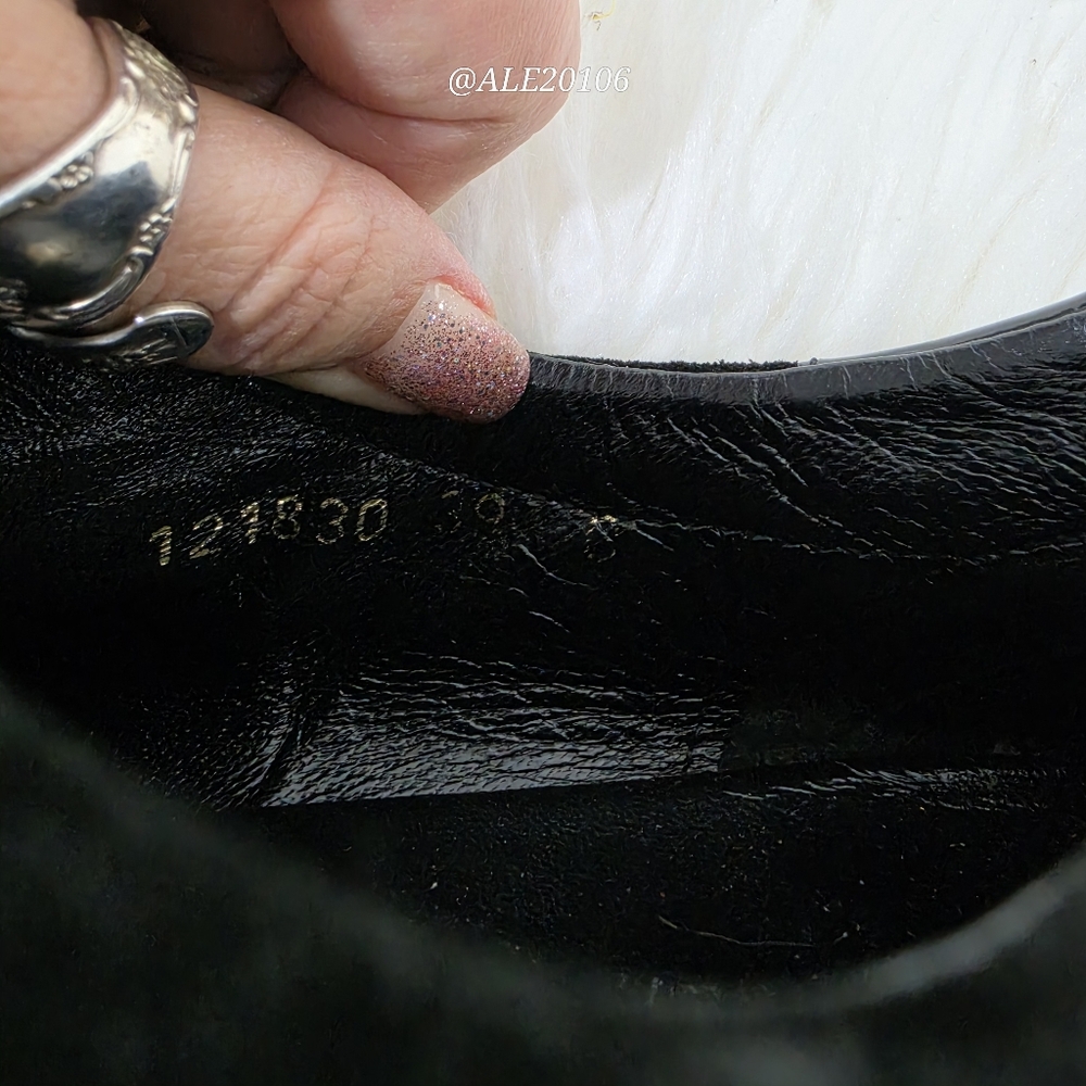 Gucci women black patent leather velcro sneakers size 39 monogram suede - Picture 9 of 14